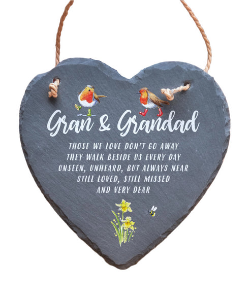 Gran & Grandad Slate Heart
